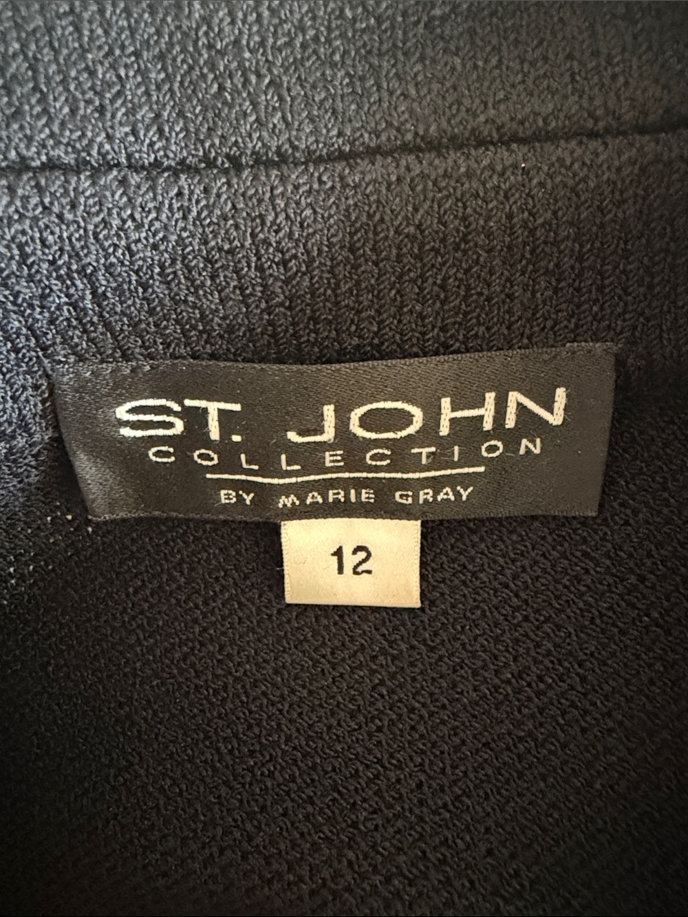 St. John Collection Black White Wheat Grass Embroidered Knit Blazer Jacket sz 12 - Picture 4 of 8